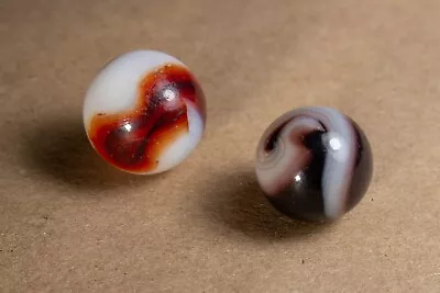 Vintage Marbles X2 Collectible Heaton Agate Dug  Black Cherry & Blackberry L@@K • $9.95