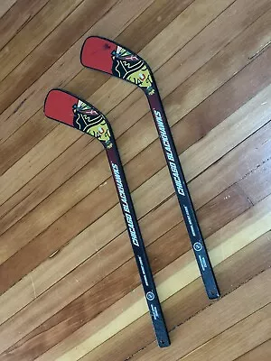 Blackhawks NHL Hockey Mini Wood Sticks Knee Vintage X 2 • $29.99