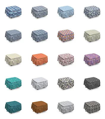 Ambesonne Oriental Ottoman Cover 2 Piece Slipcover Set And Ruffle Skirt • $49.99