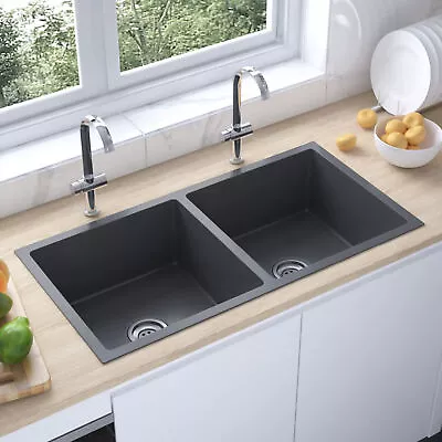 Handmade Kitchen Sink With Strainer Black Stainless Steel Q1A3 • £258.31