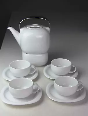 Rosenthal Studio Line Suomi White Teapot & Warmer W/ 4 Cup & Saucer Sets-Germany • $299.99