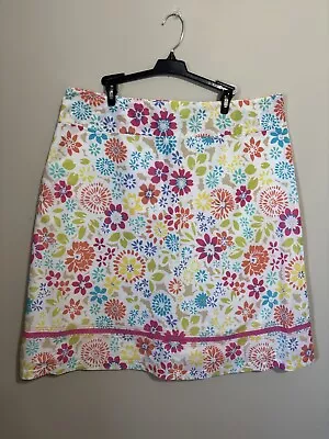 Classic Elements Womens Size 18 White/ Multi Color Floral Pattern Midi Skirt EUC • $12