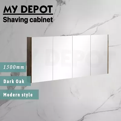 1500mm Shaving Cabinet Dark Oak Mirror Cabinet Wall Mount 4 Door Cabinet • $500