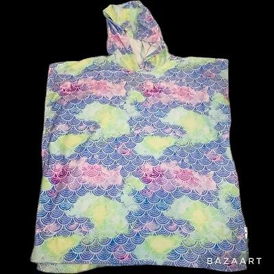 Mermaid Print NWOT Wearable Hooded Beach Towel Cover Up Girls Sz 7 / 8 • $7