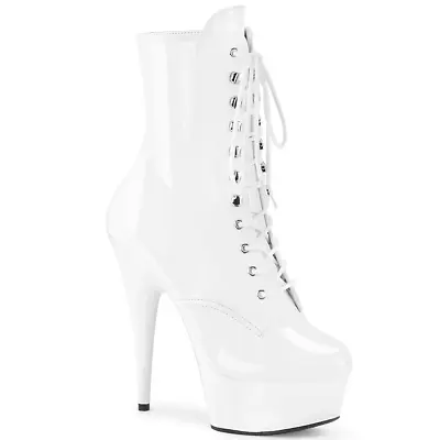 Pleaser Delight-1020 Sexy Exotic Pole Dancer Stripper White Ankle Platform Boots • $173