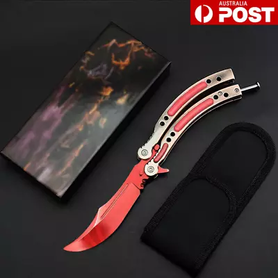 CSGO Butterfly Knife Trainer Balisong Training Safty No Edge Foldable SteelMetal • $26.99