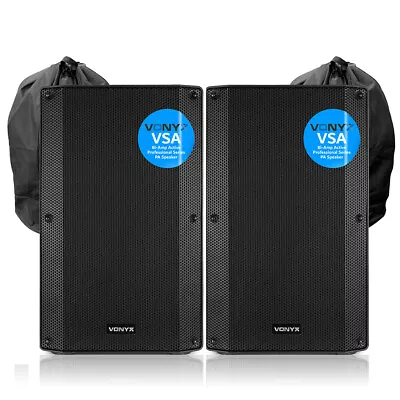 VSA15 Pair Active PA Speakers Bi-Amp 15  2000w 2-Way DJ Sound System With Bags • £479