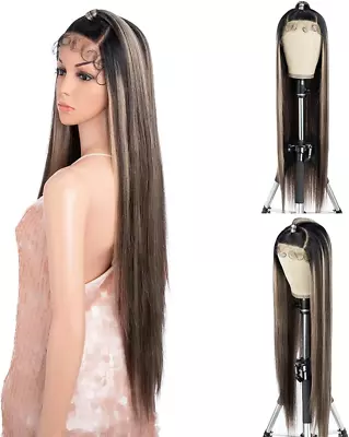 38 Inches Lace Front Wig Human Hair Quality Super Long Straight Wigs For Women S • £72.13