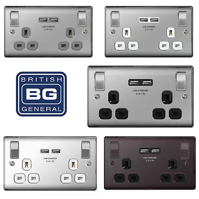 BG Nexus USB Double Socket Decorative Metal Finish 2 X USB Ports 3.1A  Amp • £21.99