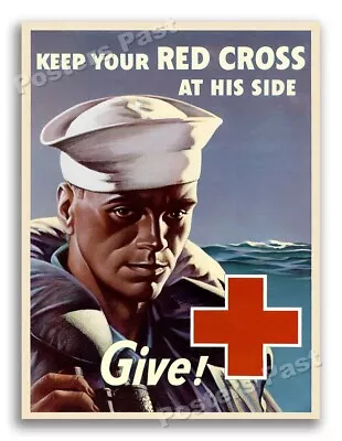 1940s Keep Your Red Cross At His Side WWII Medical War Poster - 11x14 • $10.95