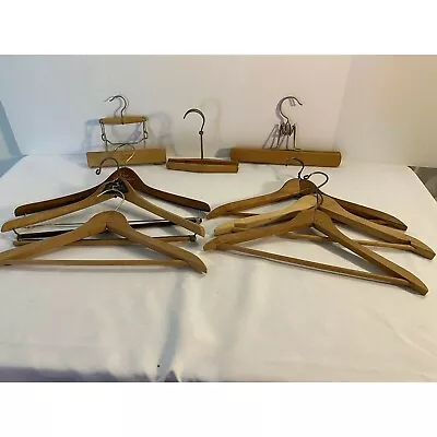 Vintage Wood Wooden Hangers Clothing Suits Pants Advertising Lot Of 12 • $22.99
