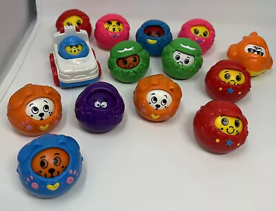 Lot Of 14 90’s Fisher Price 14 Roll A Rounds Sensory Balls Baby Toddler Toy • $39.99