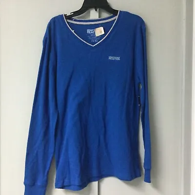 New Kenneth Cole Reaction Basic Shirt Thermal Small  Blue V Neckline Long Sleeve • $19.90