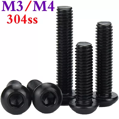 M3 M4 Stainless Steel Button Head Allen Hex Socket Cap Screws Bolts Black Oxide • £6.24