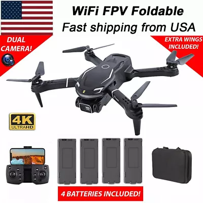 2023 New RC Drone With 4K HD Dual Camera WiFi FPV Foldable Quadcopter +4 Battery • $26.99