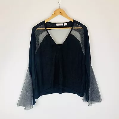 $49 • Buy Sass And Bide Top Blouse Size XXS “Palais Grande  Long Sleeve Semi Sheer Grey