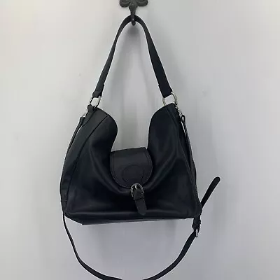 J Jill Bag Black Leather Shoulder Tote Convertible Crossbody Pebbled Career • $23.14