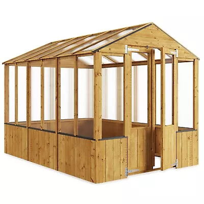 Wooden Greenhouse Potting Shed Polycarbonate Glazing Double Door Mini Greenhouse • £421