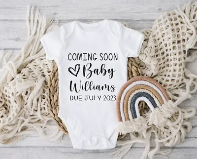 £5.89 • Buy Personalised Baby Grow Bodysuit Baby Vest Clothes Girl Boy Baby Announcement