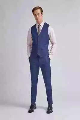 Burton 1904 Cobalt Blue Check Suit Waistcoat Men's Size S (B60) • $18.65