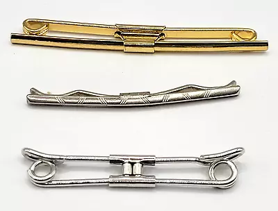 3 Vintage Collar Bar Stay Clips Gold And Silver Tone Mens Dress Shirts Unmarked • $19.95