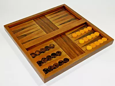 Vintage Tournament Size Wood Backgammon Tabletop Bakelite Pieces • $799.99