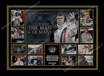 STEVE McQUEEN SIGNED LE MANS LIMITED EDITION FRAMED A4 PHOTO PRINT • £18.99