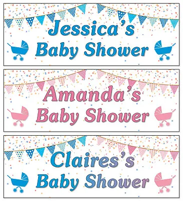 Baby Shower Banners 2 Pack - Personalised Boy Girl Unisex Pink Blue • £12.99