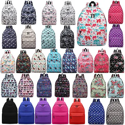 Boys Girls Retro Backpack School Collage Travel Rucksack Bag • £8.99