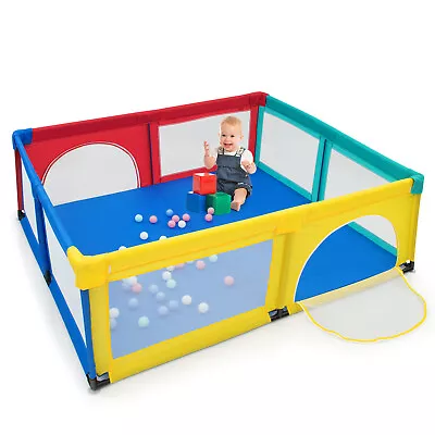 Large Baby Playpen Kids Activity Center W/ 50 PCS Ocean Balls Infant Safety Gate • £59.95