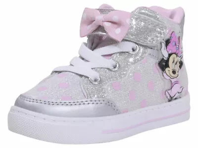 Disney Toddler/Little Girl's Minnie Mouse Sneakers Light-Up High Top Silver/Pink • $39.95