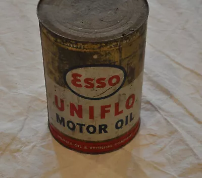 Esso Uniflo Motor Oil Can Decor 5 Quart Vintage Oil Container DENTED RUST • $41.21