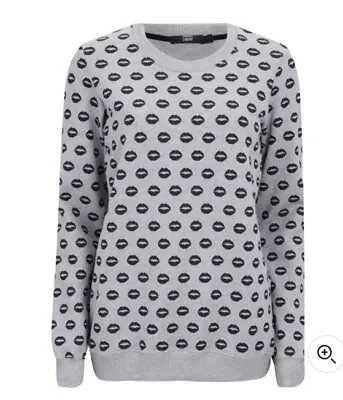 Markus Lupfer Heather Gray Smacker Lip Crew Neck Sweatshirt Size XS • $59.95