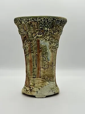 Vintage 1920's Weller Pottery Woodland Forest Footed Vase 8.25” Tall Read • $69.99