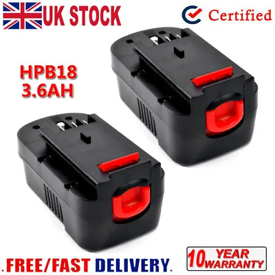 £35.99 • Buy 2X 18V 4.8Ah Battery For Black & Decker HPB18-OPE A18 A1718 A18E A18NH Firestorm