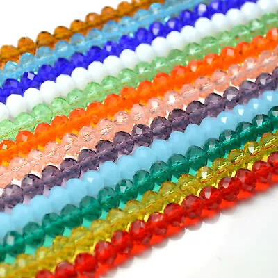 Faceted Rondelle Crystal Glass Beads Pick Colour 4x3mm6x4mm8x6mm10x8mm • £2.25