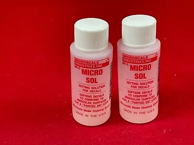 (2) Microscale Industries MI2 MICRO SOL 1oz Bottles Decal Setting Solution • $13.69