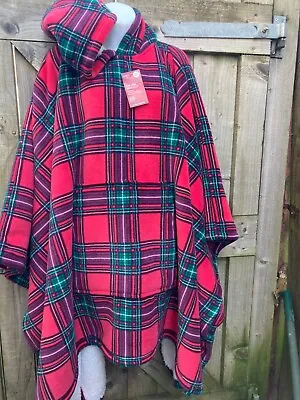 New Marks & Spencer Thermal Sherpa Fleece Hooded Blanket - Adults Large - Tartan • £28.49