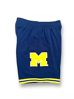 NWT Mistchell & Ness NCAA Michgan 1991 Road Basketball Shorts Blue Size L • $39.99