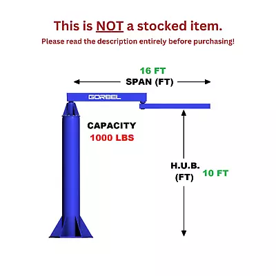 Gorbel Articulating Jib Crane - 1/2 Ton Capacity Span 16 Ft Hub 10 Ft • $28020