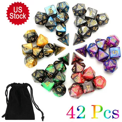 42pcs Polyhedral Dice Set For Dungeons & Dragons DND RPG MTG Game Toy Bag US HOT • $12.89