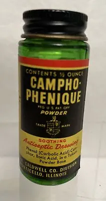 Vintage Campho-phenique Green Powder Bottle • $14.85