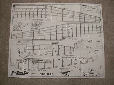 Keil Kraft Kit Plans Of The Minimoa A Scale Glider Model Of 50  Wingspan • £5