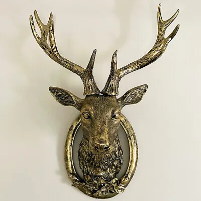 £53.99 • Buy Gold Stag Head Wall Mount Animal Deer Floral Bust Living Room Decor Sculpture A