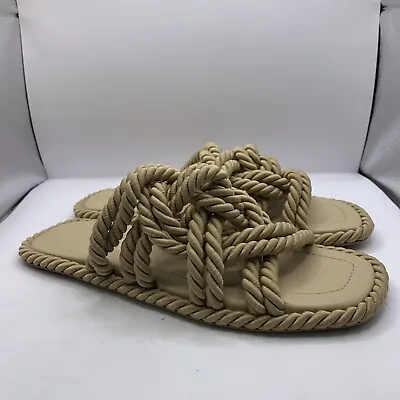 Zara Low Heel Knotted Rope Sandals In Taupe 2607/810 ~ Sz EU 40 Or US 9.5 • $35