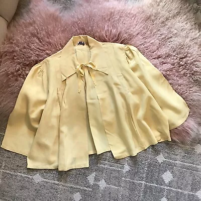 Vintage 1930's 1940's Buttercup Yellow Swing Night Jacket Coat Satin Shirley Ray • $62