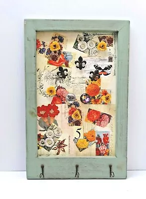 ANTHROPOLOGIE Wood FRAMED Organizer MAGNETIC Memo BOARD Wire Hooks ~ 21  X 13.5  • $54.99