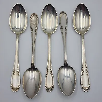 Vintage Germany Franz Bahner 800 Silver Set Of 5 Tea Spoons 5.31  Floral Pattern • $149