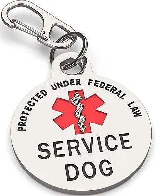 $10.99 • Buy SM Service Dog Tag Double Sided Federal Protection With Red Medical Alert Symbol