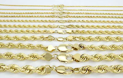 10K Yellow Gold 2mm-7mm D/C Rope Chain Bracelet Men Women 7  7.5  8  8.5  9  • $102.98